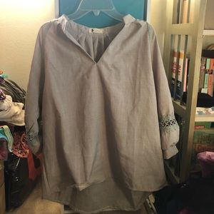 Grey v neck blouse